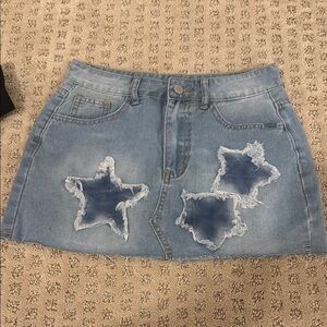 Denim Star Patch Skirt